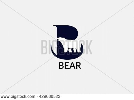 Bear Abstract B Letter With Bear Modern Emblem Unique Logo Design