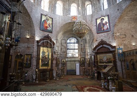 The Uspensky Cathedral In The City Of Dranda In The Republic Of Abkhazia. Interior Decoration. A Cle