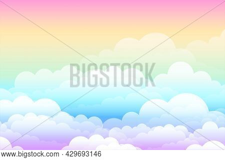 Rainbow Dreamy Cloud Fantasy Background Design Vector Illustration