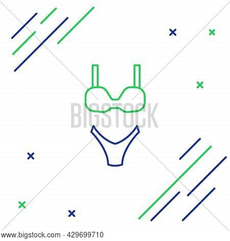 Line Summer Beach Swimsuit Icon Isolated On White Background. Beach Women Fashion. Colorful Outline 