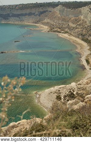 Zapallo Bay In Cyprus Island Turquoise Blue Lagoon And Sandy Beach