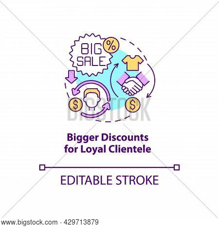 Bigger Discounts For Loyal Clientele Concept Icon. Client Privilege Abstract Idea Thin Line Illustra
