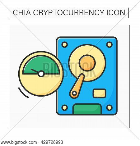 Slower Plotting Color Icon. Storage Capacity. Slow Task And Most Serious Mining Operations. Digital 