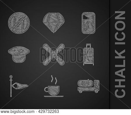 Set Plane Propeller, Coffee Cup, Fuel Tanker Truck, Suitcase, Cone Meteorology Windsock Wind Vane, P