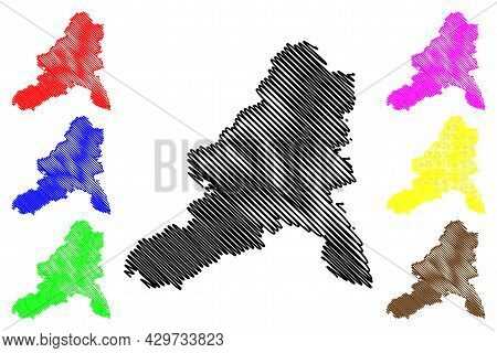 Bad Durkheim District (federal Republic Of Germany, State Of Rhineland-palatinate) Map Vector Illust