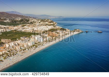 Aerial View Of Touristic Coast In Almunecar, Andalusia, Spain