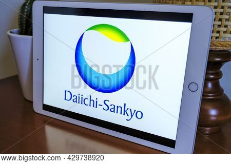 May 2021 Milan, Italy: Daiichi-sankyo Company Logo Icon On Tablet Screen In The Office. Daiichi-sank