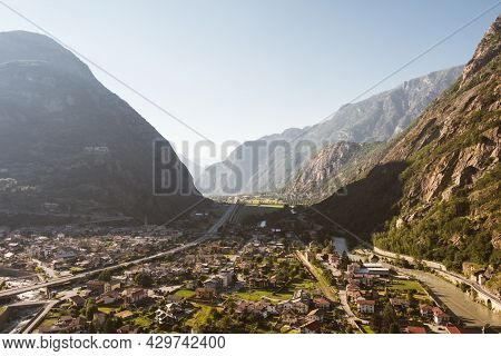 Beautiful Landscape In The Aosta Valley In Northwestern Italy.