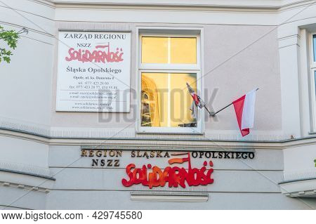 Opole, Poland - June 4, 2021: Field Office Of Independent Self-governing Trade Union Solidarity.