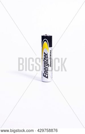 Tyumen, Russia-may 25, 2021: Batteries Manufactured By Energizer Max Isolated On A White Background