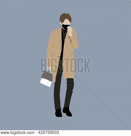 Vector Illustration Of Kpop Street Fashion. Street Idols Of Koreans. The Idol Of Kpop Men's Fashion.