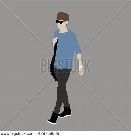 Vector Illustration Of Kpop Street Fashion. Street Idols Of Koreans. The Idol Of Kpop Men's Fashion.