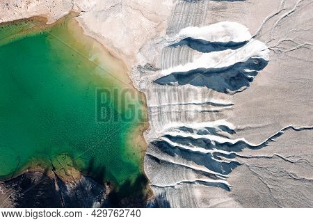 Overhead View Of Artificial Almirolivado Lake At Amiantos Mines. Limassol District, Cyprus