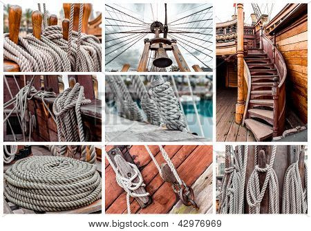 Collage von Schiff rigging