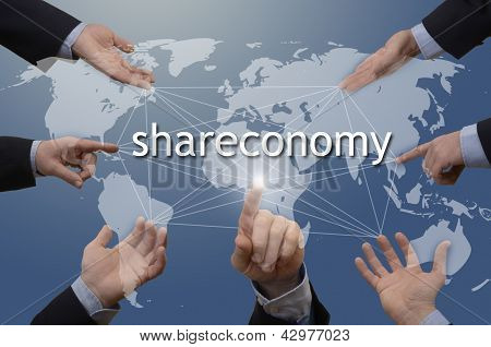 Seven Hands With Shareconomy Illustration