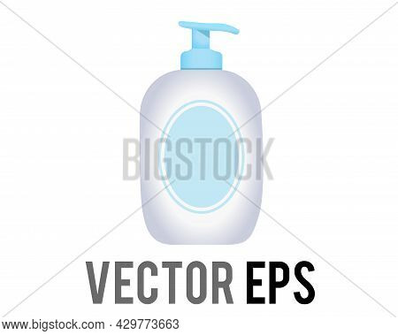 Vector Baby Blue Bottle Of Skin Lotion Icon For Moisturizer, Sunscreen, Sunblock, Used For Other Hyg