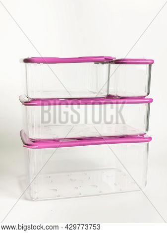 Sabah,malaysia,june 30 2021 : Food Plastic Container By Brand Tupperware Isolated On White Backgroun