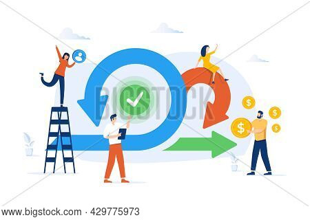 Scrum Agile Framework Plan As Software Development Method Tiny Person Concept. Effective Teamwork Fo