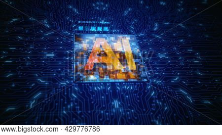 Circuit Board Cpu Processor Microchip Starting Artificial Intelligence Ai. Future Technology Concept