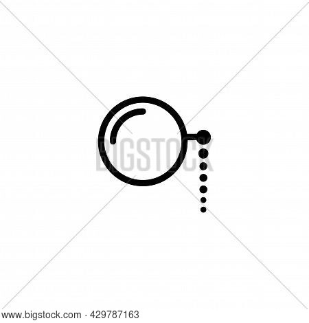 Black Round Flat Lorgnette Icon. Isolated Eye-glass On White. Glasses. Vector Intelligence Illustrat