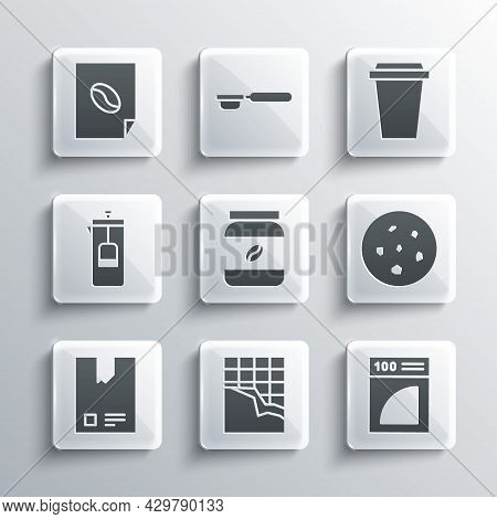 Set Chocolate Bar, Coffee Paper Filter, Cookie Or Biscuit, Jar Bottle, Bag Coffee Beans, French Pres