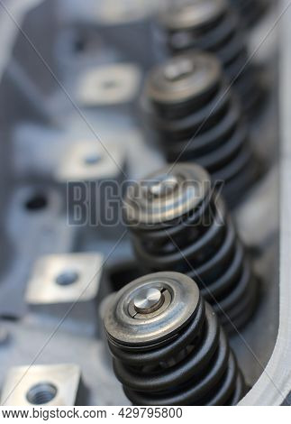 Eight Cylinder Engine Head With Valve Springs For Vintage Automobile