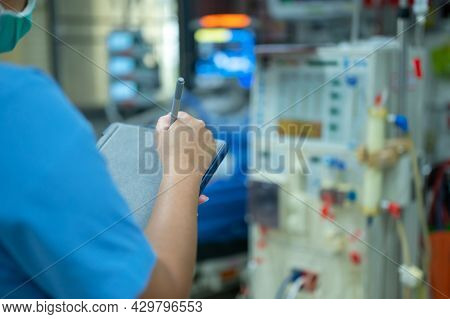 Nurses Are Checking The Function Of The Hemodialysis Machine Before Use In Patients With Chronic Ren