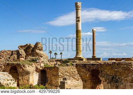 Ruins Of Carthage. Ruins Of Antonines Thermal Baths At Carthage. Tunisia, Africa