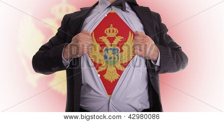 GeschÃ¤ftsmann mit montenegrinische Flagge t shirt