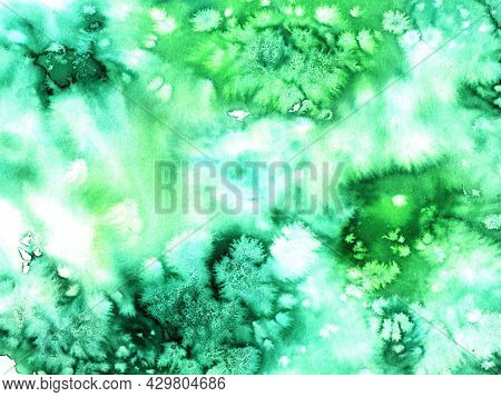 Watercolour Green Emerald Abstract Salted Horizontal Background