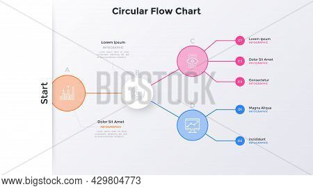 Flowchart With Connected Colorful Round Elements. Concept Of Workflow Process Or Algorithm Visualiza