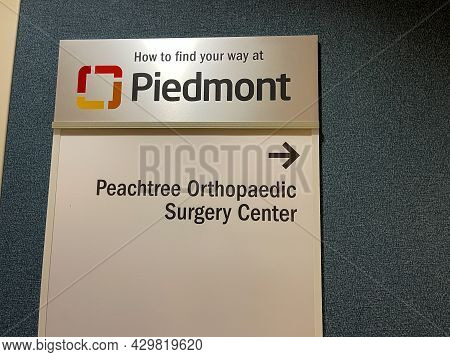 A Sign In A Hallway That Reads Peachtree Orthopaedic Surgery Center At Piedmont Hospital In Atlanta,