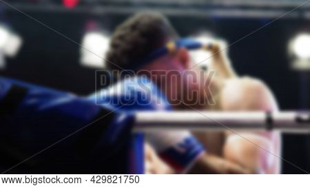 Thai Kick Boxing. Blurred Images Of Muay Thai. Martial Art Kickboxing.