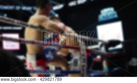 Thai Kick Boxing. Blurred Images Of Muay Thai. Martial Art Kickboxing.