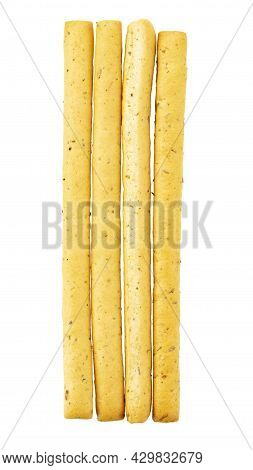 Italian Grissini Breadsticks. Tasty Grissini Snack Isolated On White Background. File Contains Clipp