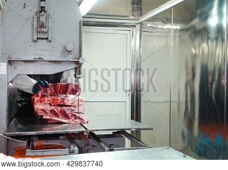Cutting The Camel Carcass Into Pieces. Camel Meat.