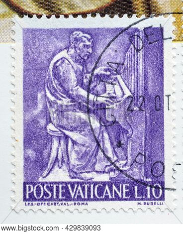 Vatican City - Circa 1966 : Cancelled Postage Stamp Printed By Vatican City, That Shows The Work Of 