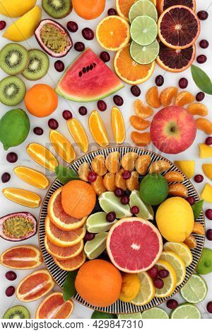 High fibre large healthy fruit collection. High in anthocyanins, antioxidants, vitamin c and lycopene. Immune system boosting health care concept.  