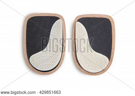 Orthopedic Leather Heel Pad From Corns For The Correction Of Different Lengths Of Legs Isolated On W