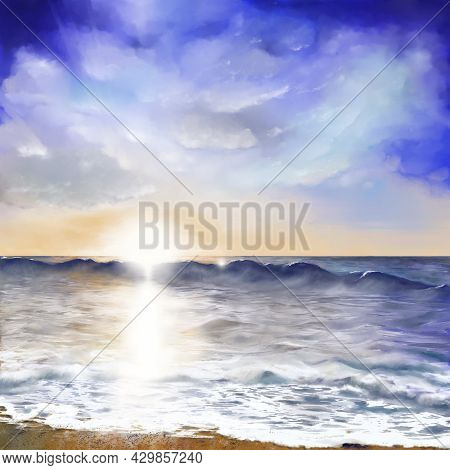 The Sunset Drawing Was Drawn Using The Artrage Program On A Digital Tablet