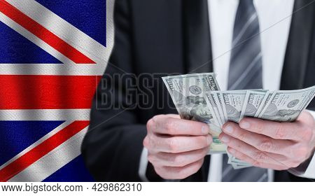 Banking, Business, Investment, Corruption And Social Problems In Uk Concept. Us Dollars Cash Momey I