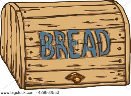 Wooden Breadbox. Vector Illustration Isolated On White