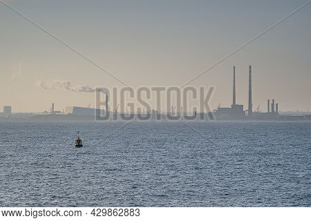 Beautiful Hazy Evening View Of Dublin Waste To Energy (covanta Plant), Poolbeg Ccgt And Pigeon House