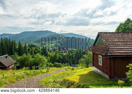 Mountains And Rustic Architecture. Hotel Among The Mountains. Slavsk. Carpathians. Ukraine Travels