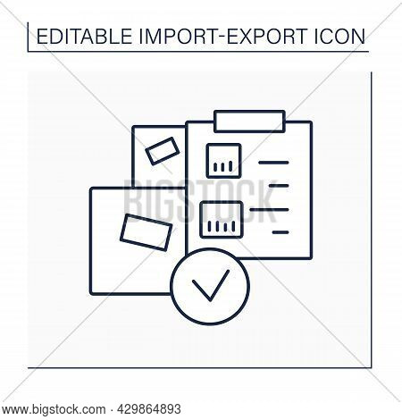 Packing List Line Icon. International Trade Document. Information About Shipment, Dimensions And Wei
