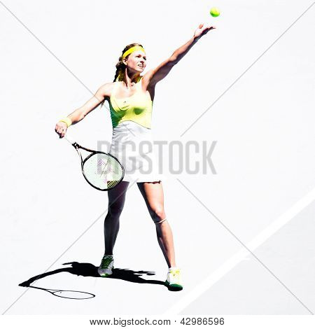 เมลเบิร์น - 19 มกราคม: Maria Kirilenko ของรัสเซียในเธอชนะรอบสามผ่าน Yanina Wickmayer ของถูก