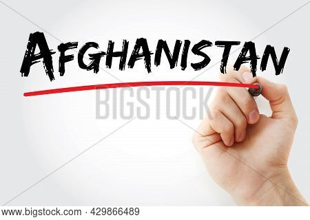 Afghanistan - Text With Marker, Concept Background
