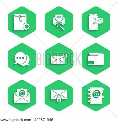 Set Envelope, Mail Message Lock Password, Address Book, Document Folder, And E-mail, Speech Bubble C
