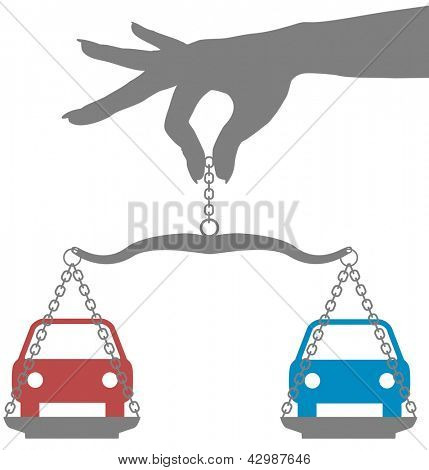 Pessoa pesa a decisão de comprar o carro em escalas