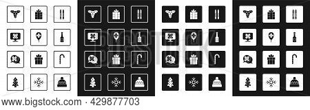 Set Ski And Sticks, Balloons With Snowflake, Snowflake Speech Bubble, Branch Viburnum, Champagne Bot